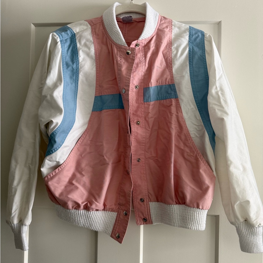 Vintage 80’s Pink and Blue Bomber Jacket